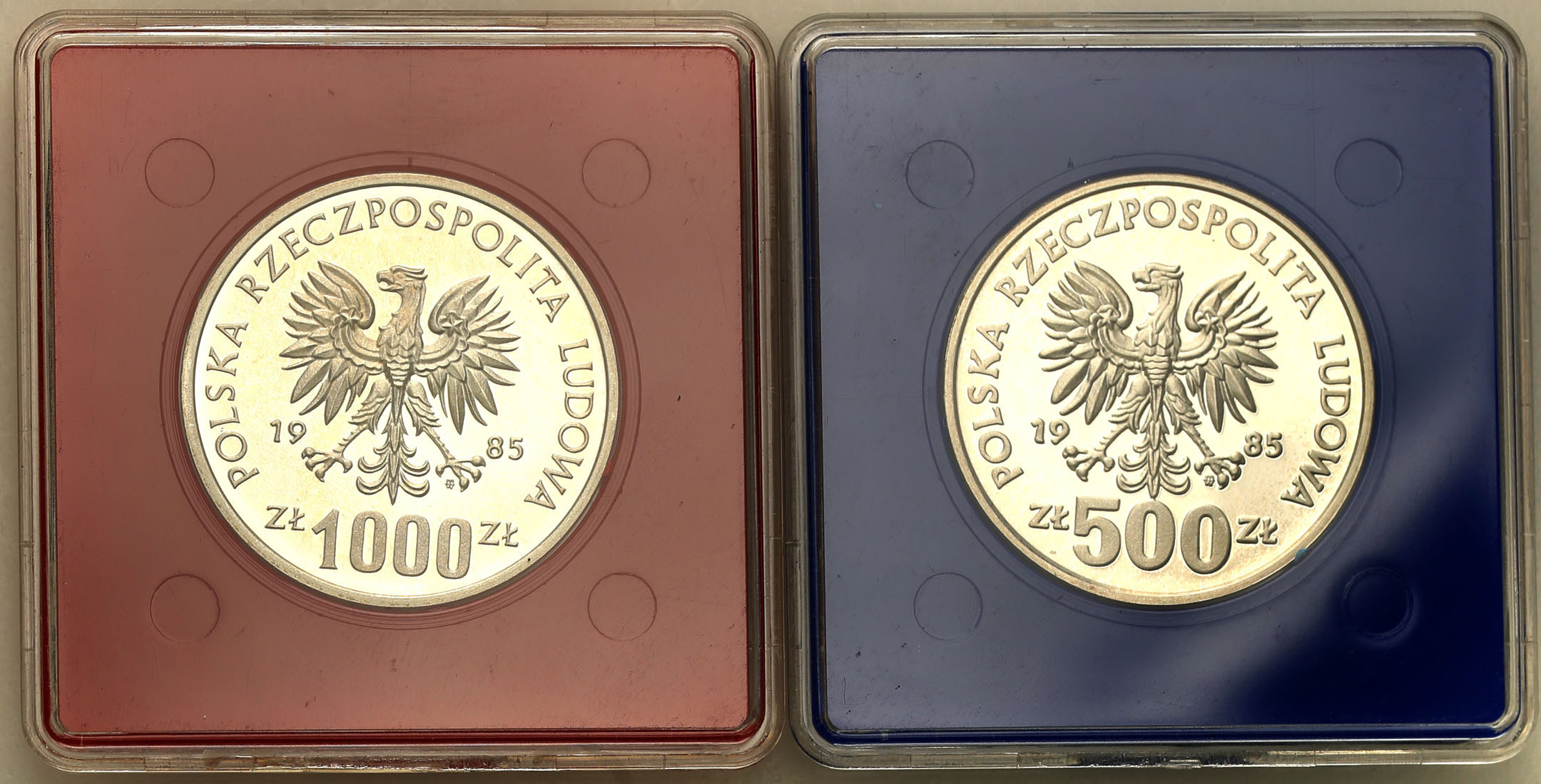 PRL. 1000 złotych (PRÓBA srebro) + 500 złotych 1985 Przemysław II